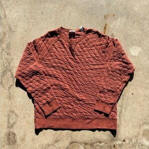 Women’s Tommy Bahama Orange Quilted Pullover Sweatshirt Large Boho Beach Preppy